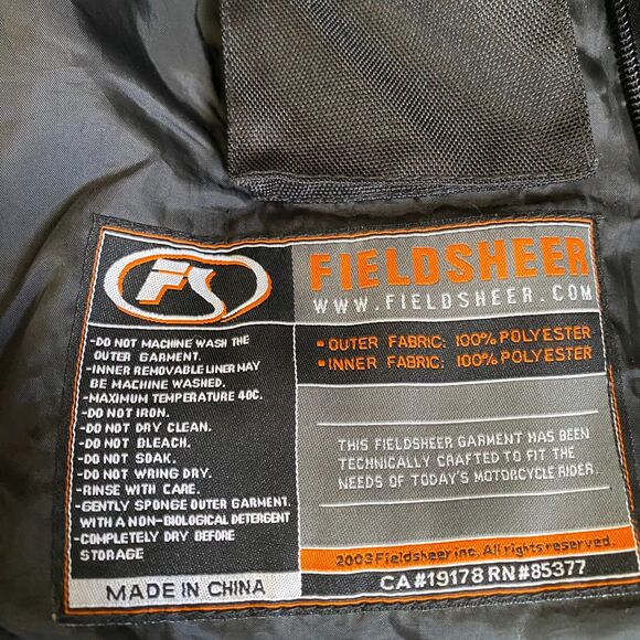 Fieldsheer Motorcycle Jacket Men's M Black Carbolex Armored Phoslite RainGuard - Picture 12 of 12